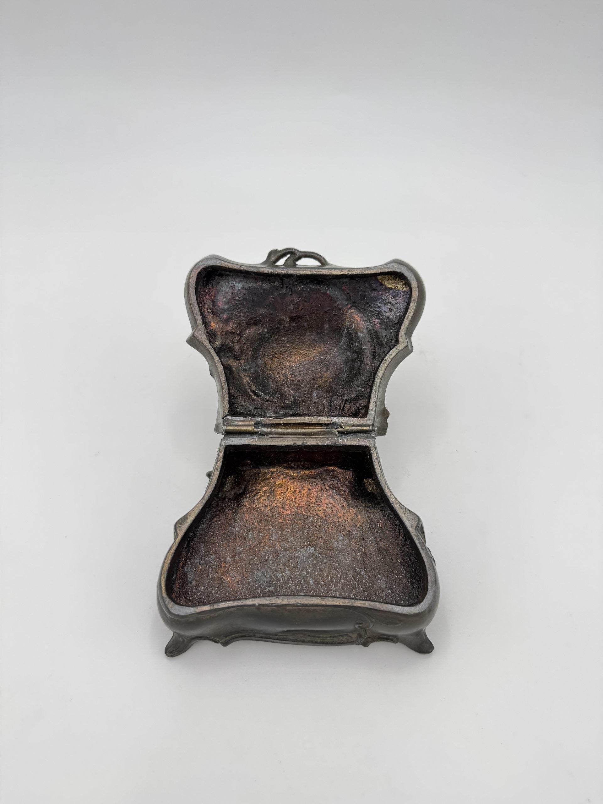 1930 SOUVENIR from WARSAW Souvenir Box Metal Cast Rococo Jewelry Box